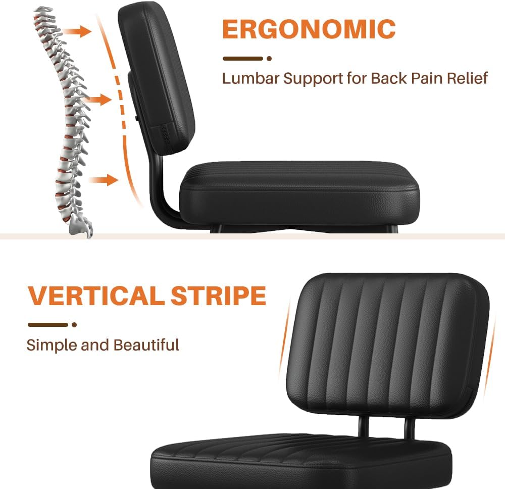 Dining Chairs Set of 4, Upholstered Mid Century Modern Kitchen Dining Room Accent Chairs with Faux Leather Cushion Seat & Metal Legs for Kitchen, Living Room (Black, Set of 4)