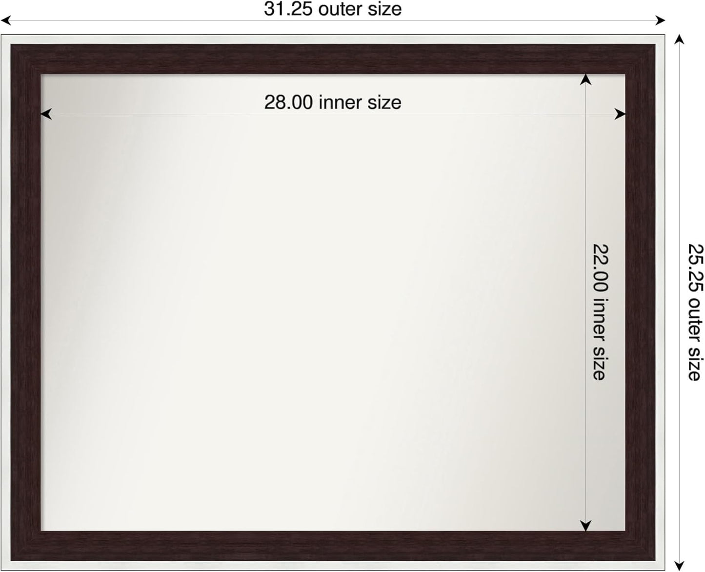 Amanti Art Bathroom Mirror for Over Sink, 25x31 Maya Espresso Silver Rectangle Vanity Mirror, Large Modern Contemporary Frame, Hangs Horizonally and Vertically, Bathroom Wall Decor, Non-Beveled Edge