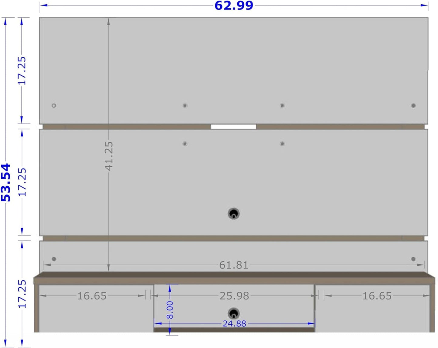 Manhattan Comfort Vernon 62" Floating Entertainment Center, Wall Mounted TV Stand for 55'' Television with Concealed & Open Storage, Hole for Cable Management, Off-White and Cinnamon