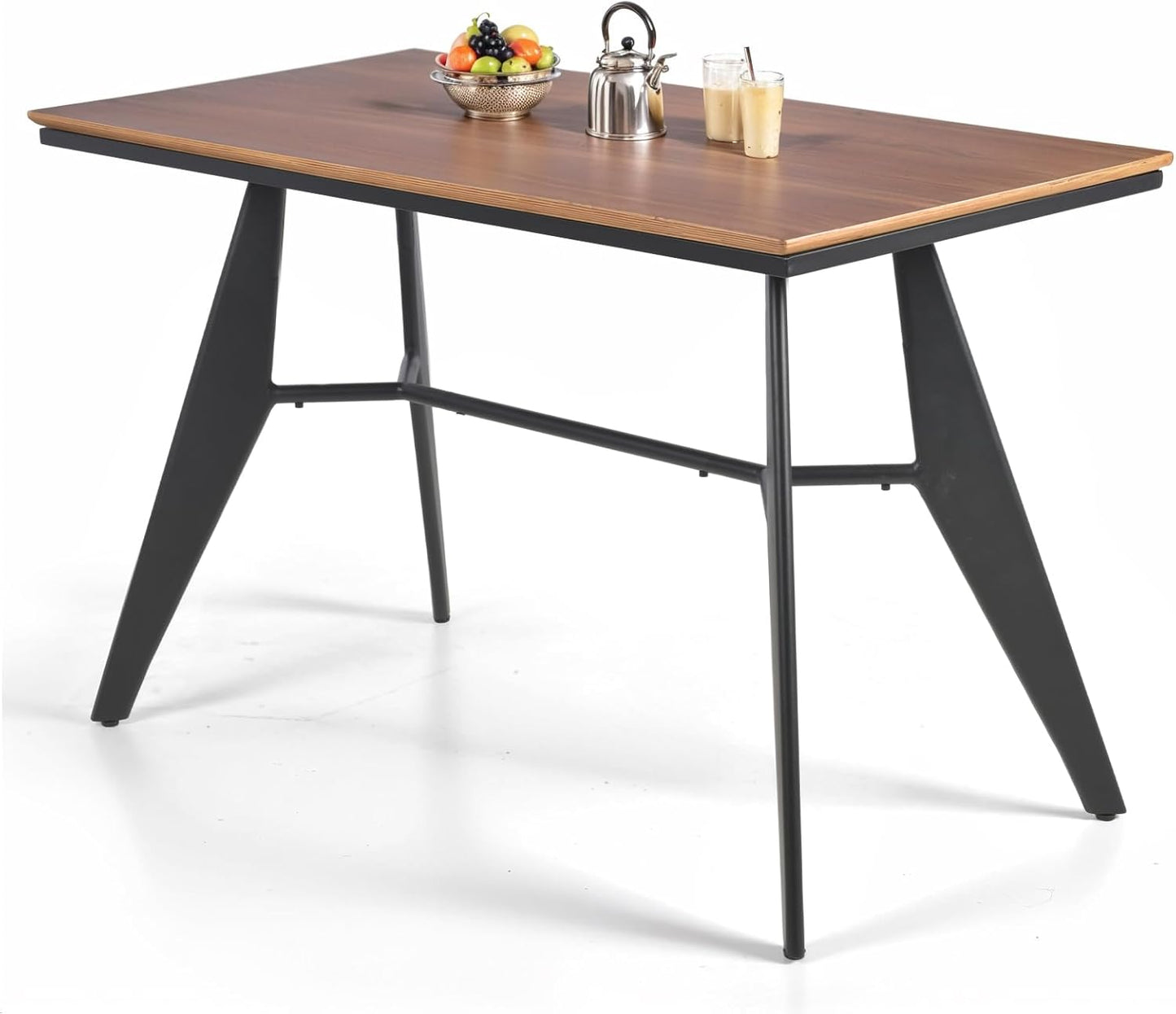 Modern Industrial Table with Heavy-Duty Steel Frame, 47.3" x 23.6" Rectangular Tabletop Walnut Oak Finish, Home Office Computer Desk, Workstation, Writing Desk, Minimalist for Small Spaces