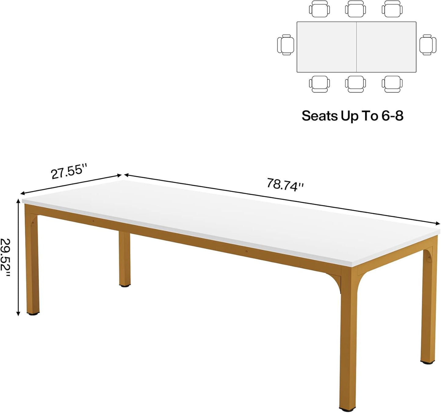 Tribesigns 6.5FT Conference Table, 78.7 Inche Rectangle Meeting Seminar Table, Large Business Tables for 6-8 People (Only Table)