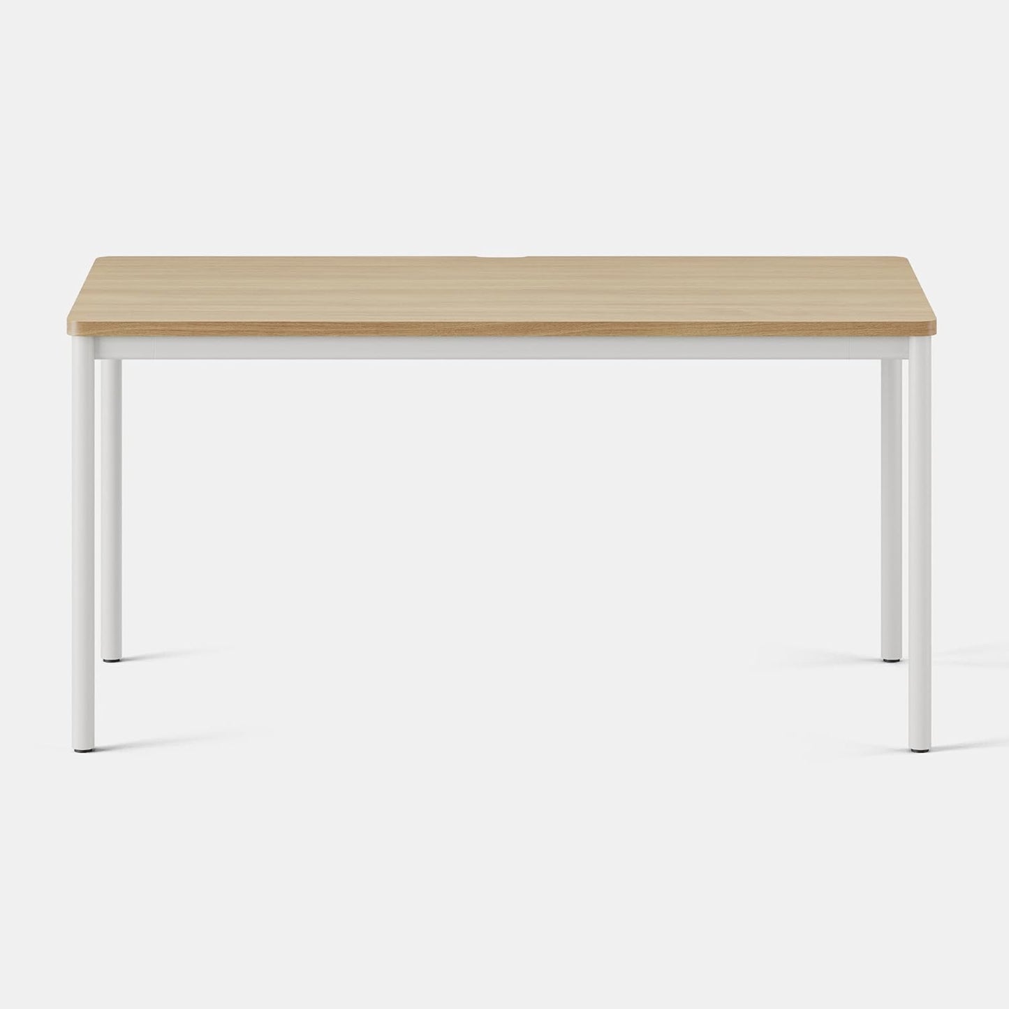 Branch Daily Desk - Functional at Home Office Desk with Effortless Assembly, Timeless Design, Rounded Corners, and Built-in Cable Notch - 58” W x 27” H x 24” D - Woodgrain - White