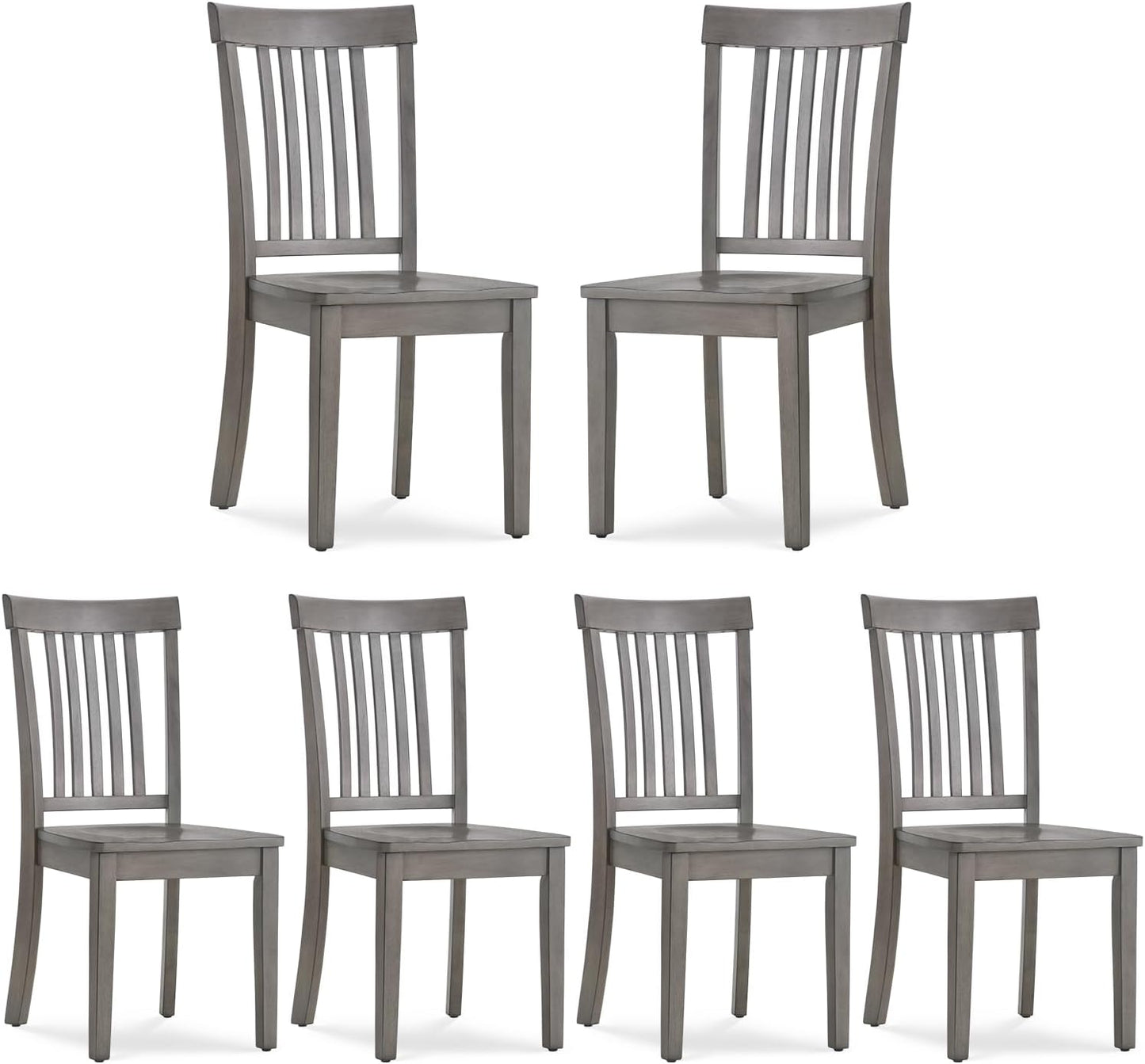 COLAMY Wooden Dining Chairs Set of 6, Spindle High Back Windsor Kitchen Side Chair, Farmhouse Dining Chairs for Kitchen and Dining Room, Light Grey