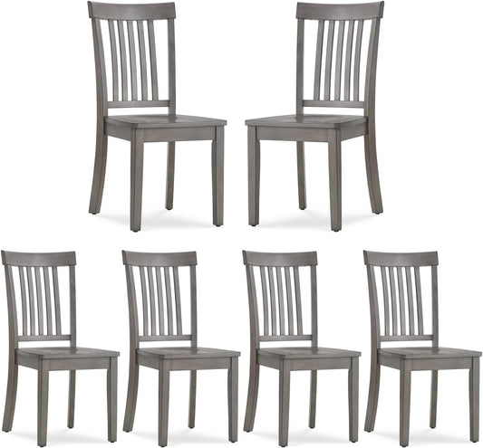 COLAMY Wooden Dining Chairs Set of 6, Spindle High Back Windsor Kitchen Side Chair, Farmhouse Dining Chairs for Kitchen and Dining Room, Light Grey
