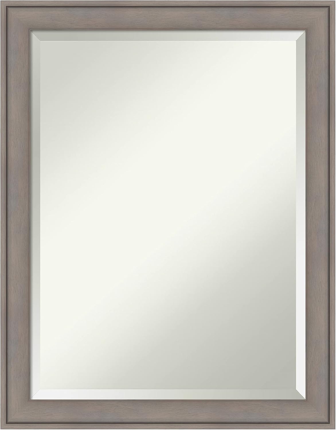 Amanti Art Grey Wall Mirror 28x22 Greywash Rectangle Bathroom Mirror for Wall Decor Living Room, Medium Country Rustic Wood Frame, Hangs Horizonally and Vertically, Bathroom Decor, Beveled Edge