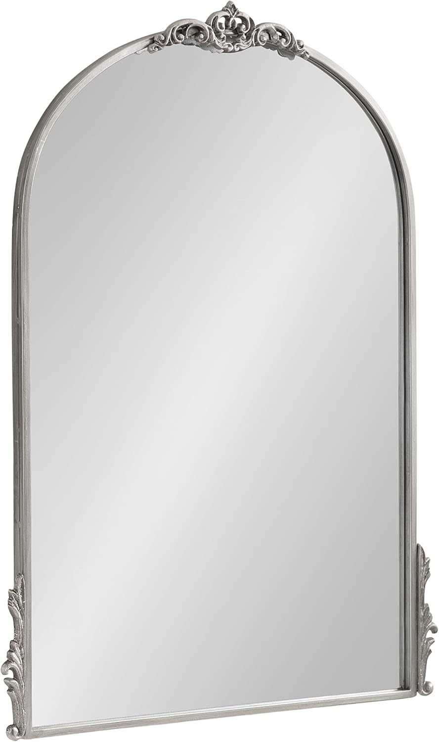 Kate and Laurel Myrcelle Traditional Arched Mirror; 25 x 33; Silver; Decorative Large Arch Mirror with Ornate Garland Detailing Along The Crown and Edges of The Frame