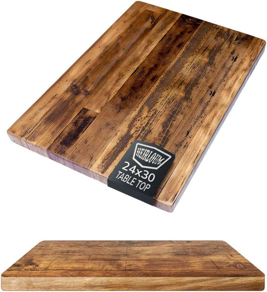 Reclaimed Wood Table Top - Rustic Recycled Wooden Piece Perfect for Kitchens, Dining and Coffee Table Tops (Reclaimed Wood Table Top - Economy, 24" x 30")