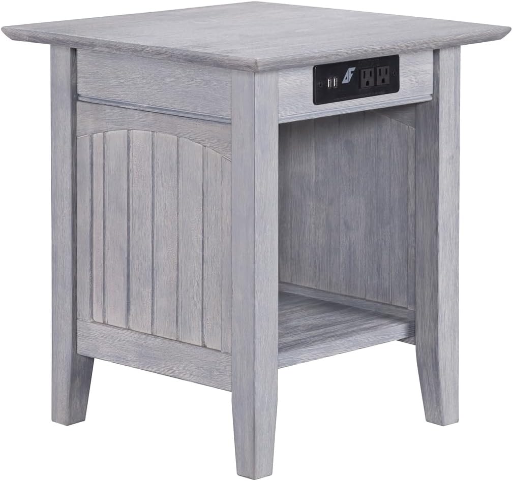 AFI Nantucket End Table with Built-in Charger in Driftwood