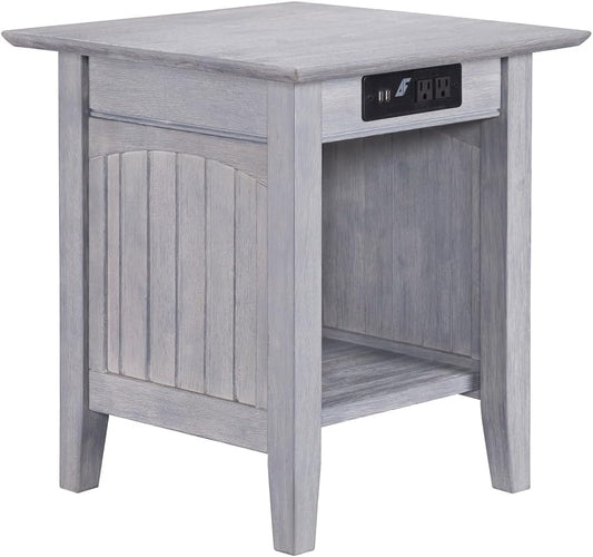 AFI Nantucket End Table with Built-in Charger in Driftwood