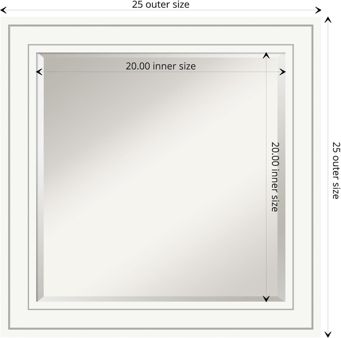 Amanti Art White Bathroom Mirror for Over Sink, 25x25 Craftsman White Square Vanity Mirror, Medium Casual Wood Frame, Hangs Horizonally and Vertically, Bathroom Wall Decor, Beveled Edge from WI, USA