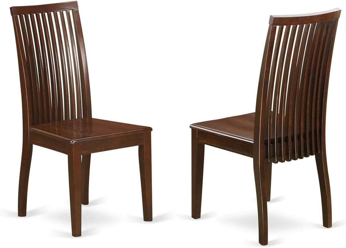 East West Furniture MLIP5-MAH-W 5 Piece Dining Set Includes a Rectangle Dining Room Table with Butterfly Leaf and 4 Kitchen Chairs, 36x54 Inch, Mahogany