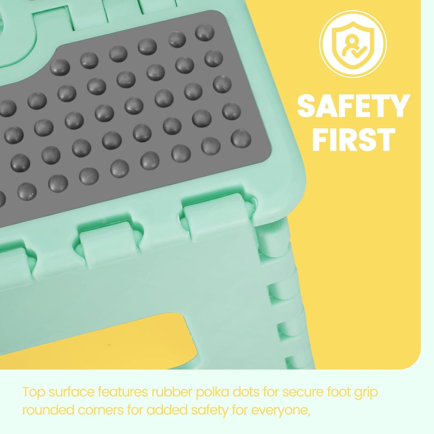 ACSTEP 9 Inch Folding Step Stool 300 LB Capacity Non Slip Foot Stool with Handle Plastic Foldable Step Stools for Kids Stepping Stool for Bathroom Black Small Step Stool (1 PC Teal)