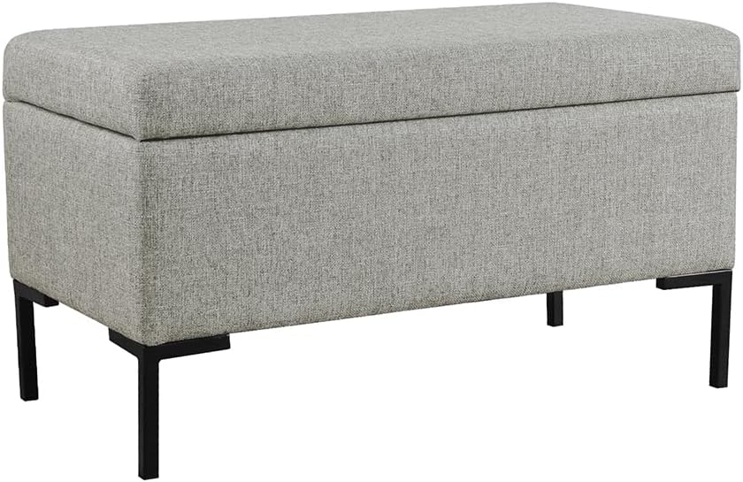 HomePop Upholstered Storage Bench with Metal Leg|Homepop Home Décor|Bench with Storage for Living Room & Entryway - Gray Woven