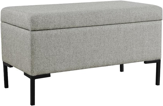 HomePop Upholstered Storage Bench with Metal Leg|Homepop Home Décor|Bench with Storage for Living Room & Entryway - Gray Woven