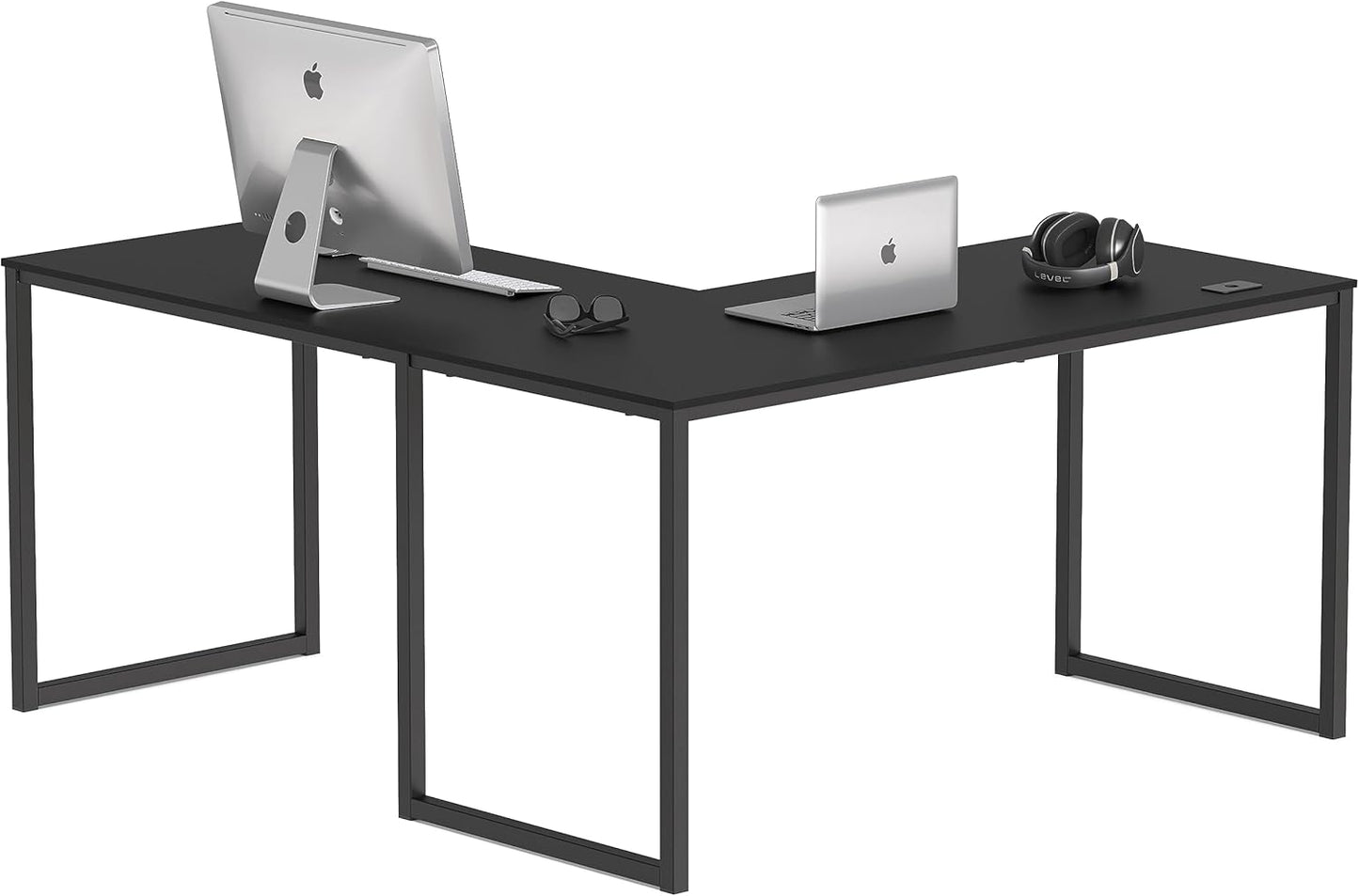 SHW Mission 55 x 60 Inches L-Shape Home Office Computer Desk, Black