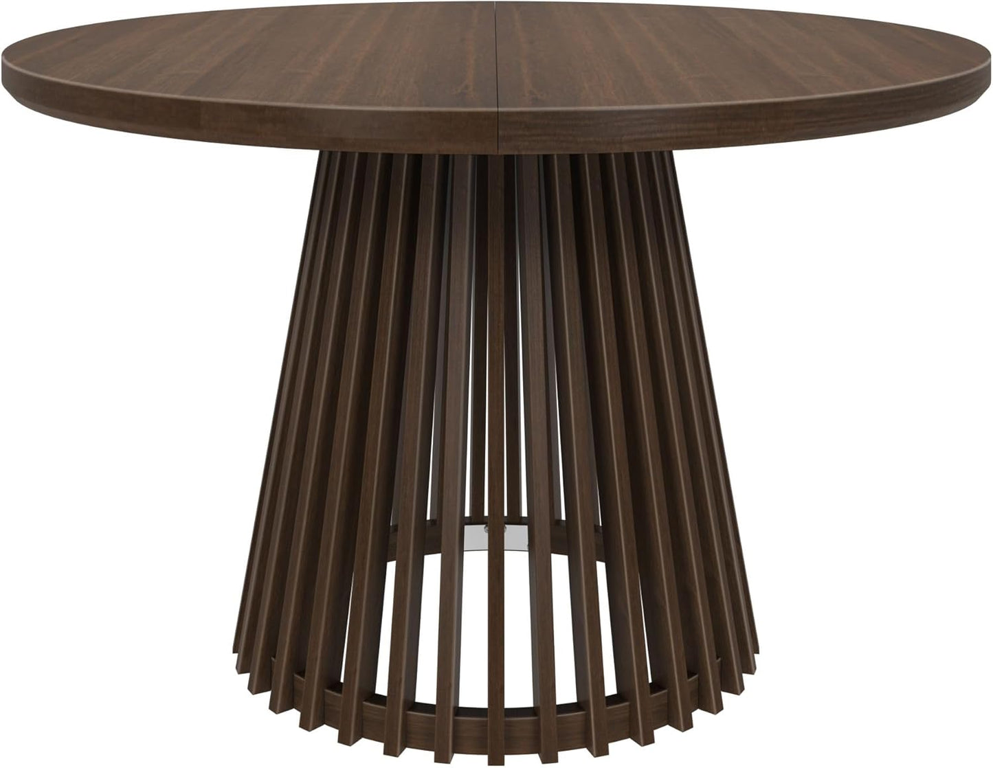 Plank+Beam Lido Round Dining Table, 47", Wooden, Pedestal, Minimalist Kitchen Table for 4 for Dining Room, Walnut