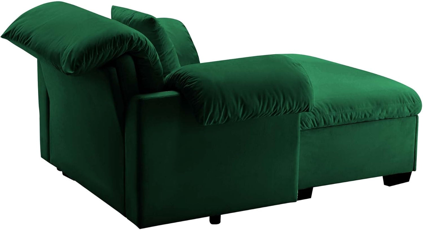 ERYE 48.4" Accent Sofa Chair with Ottoman and Pillow Armrests, Velvet Upholstery Storage Armchair with Removable Cushions and Storage Seat