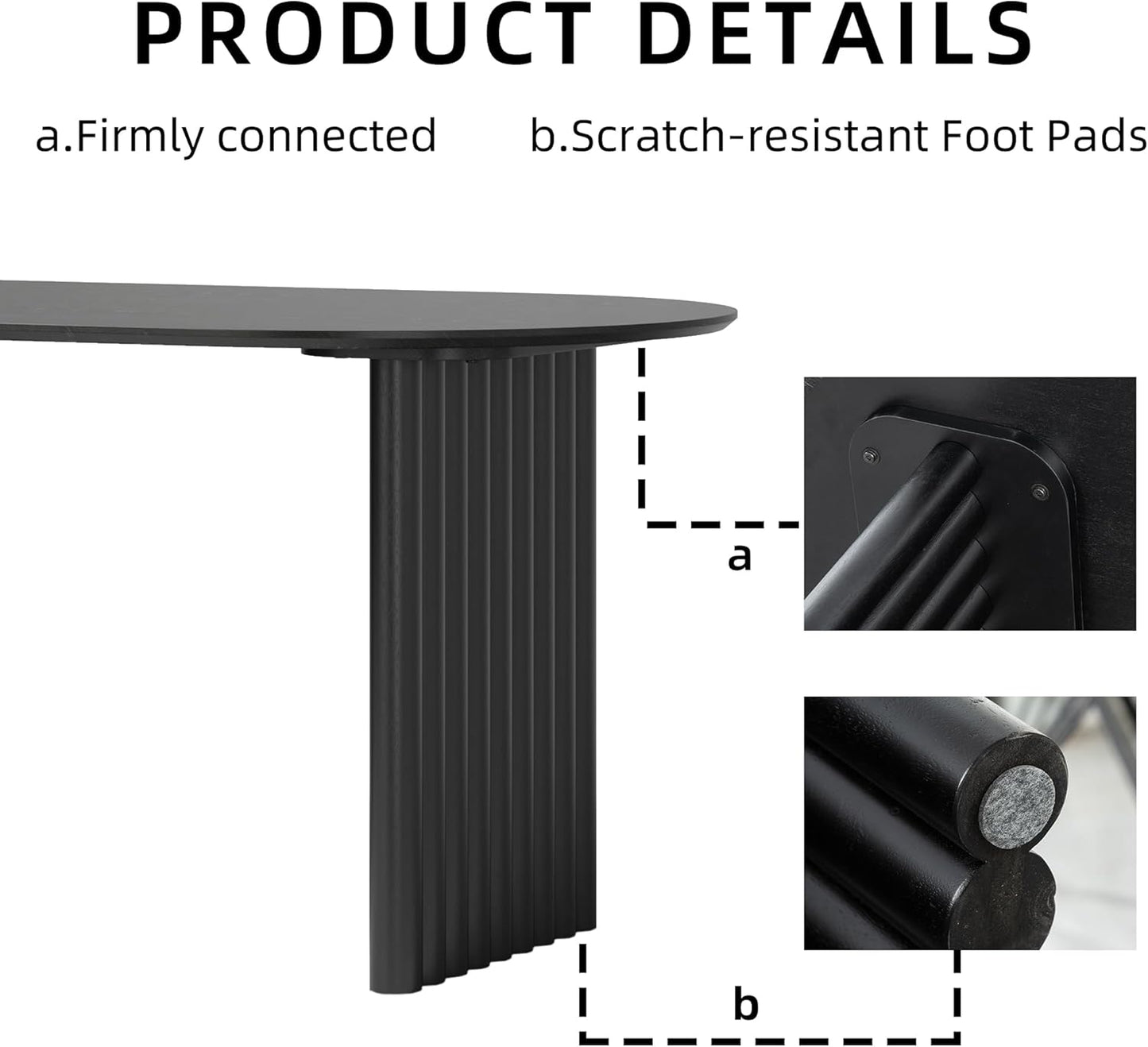 Casaphoria Wood Kitchen Table Set with 2 Chairs, 79" Dining Kitchen Table & Chairs Set for 6-8, Modern Farmhouse Oval Dining Table for Living Room, Easy Assembly, Black