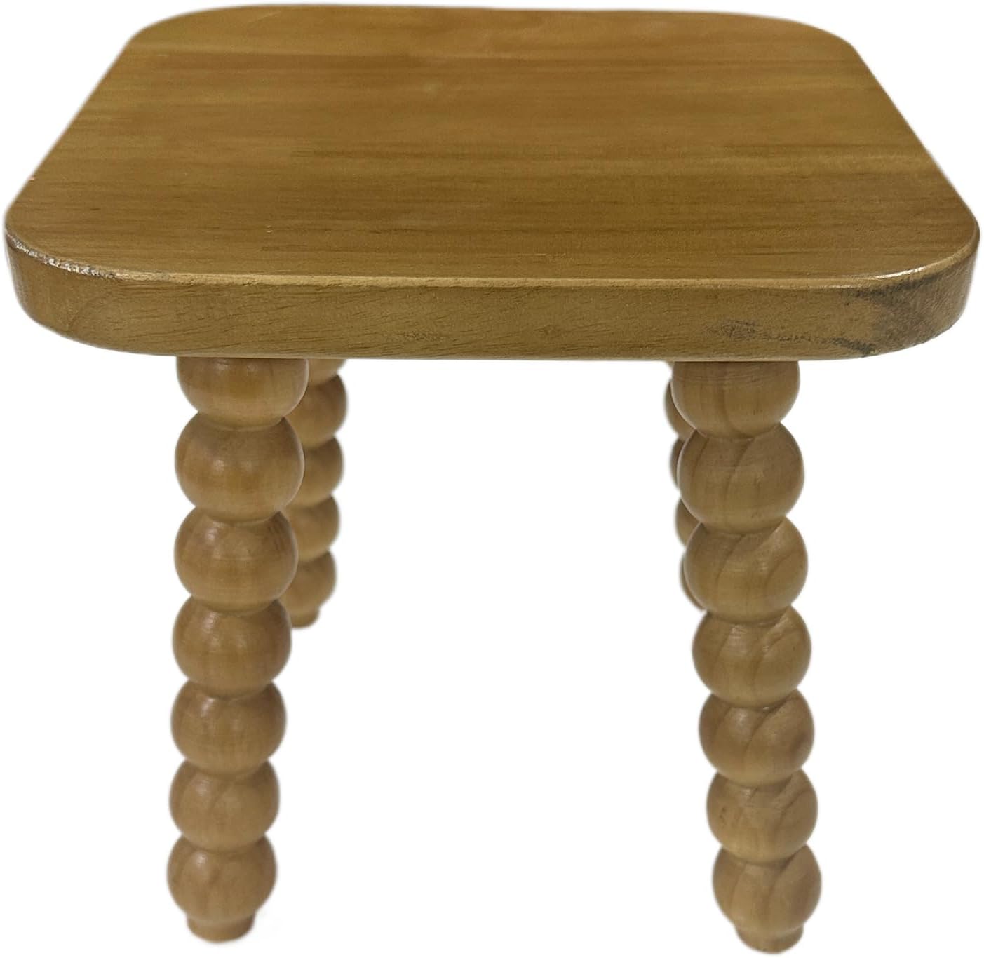 Solid Wooden Footstool 9.3 Inch - Short Stool for Kids & Adults, Sensory Table Helper - Sturdy Foot Stool for Bathroom, Kitchen, Bedroom, Natural Plant Stand, Toddler Helper (Nature)
