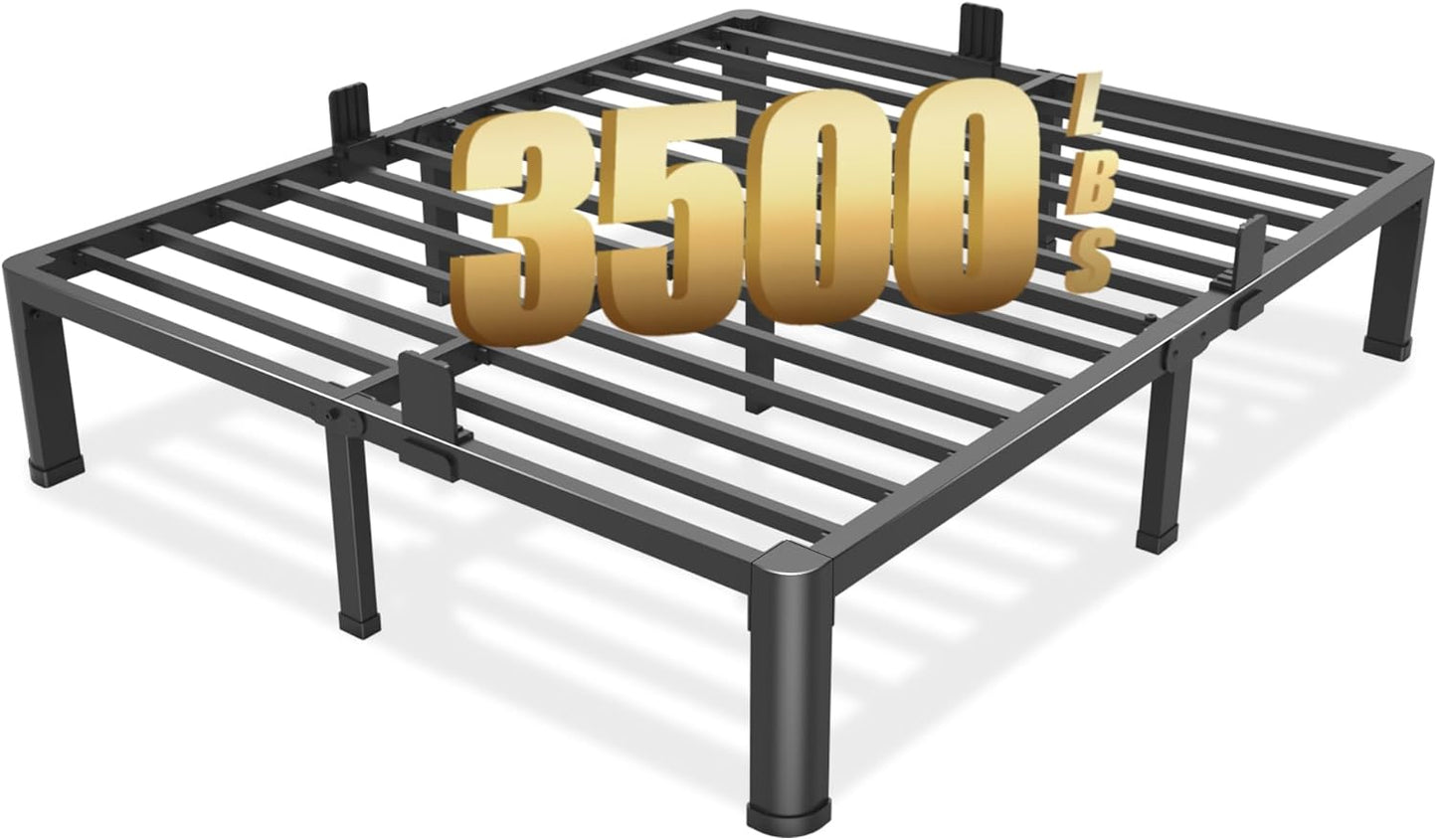 FUIOBYVV 12 Inch California King Bed Frame with Round Corner Edge Legs 3500 lbs Metal Heavy Duty Steel Slats Support No Box Spring Needed Platform Noise Free Easy Assembly