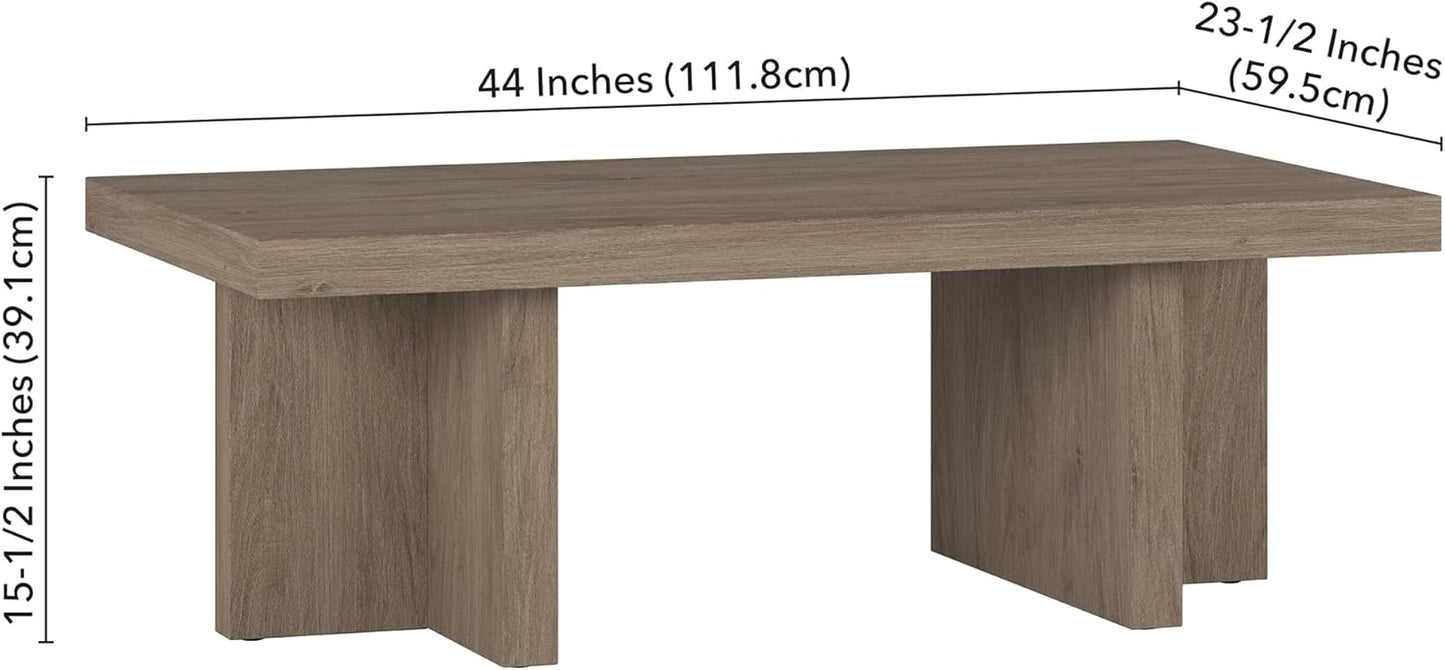 Henn&Hart Dimitra Coffee Table, 44" Wide, Gray