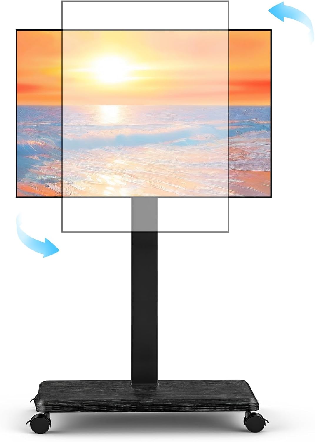 Rolling TV Stand Portrait for 65 70 75 Inch TVs, Tilt and Swivel Mobile TV Cart on Wheels up to 110 Lbs, 6 Height Adjustable PortableTV Stand, Max VESA 600x400mm