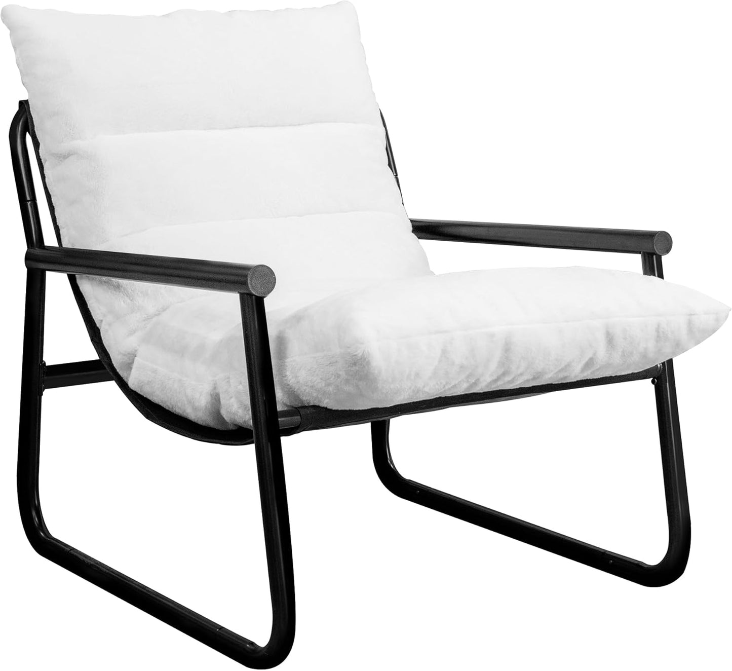 Plush Modern Accent Chair Single Comfy Chair for Bedroom — Ergonomic Lounge Chair with Stylish Upholstery, Space-Saving Design & Easy Assembly White