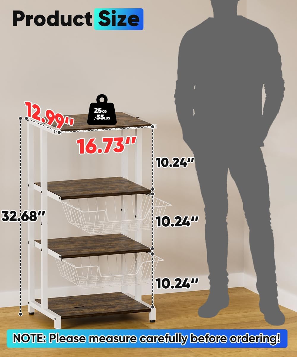 4-Tier Wooden Media Stand, AV Media Stand Corner Shelf for TV Accessories/Audiovisual Equipment/Optical Disc/PS4, Audio Storage Rack for Living Room, Gaming Room, Music Studio, White