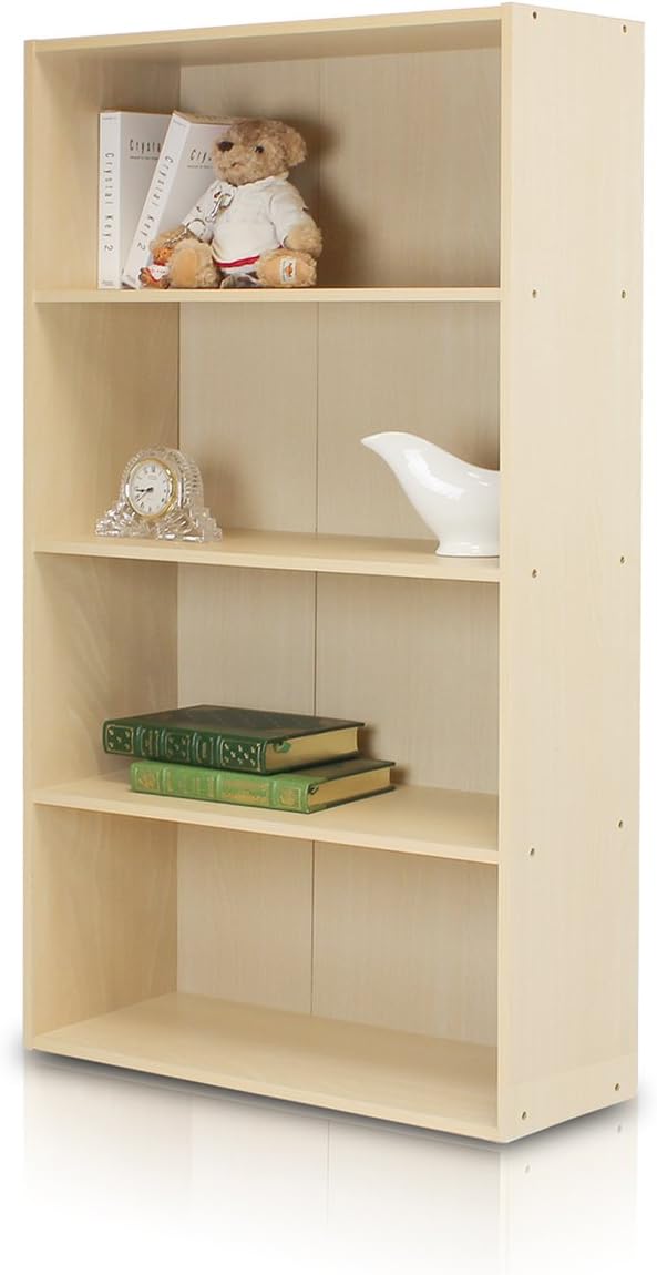 Furinno Pasir 4 Tier Open Shelf, Steam Beech