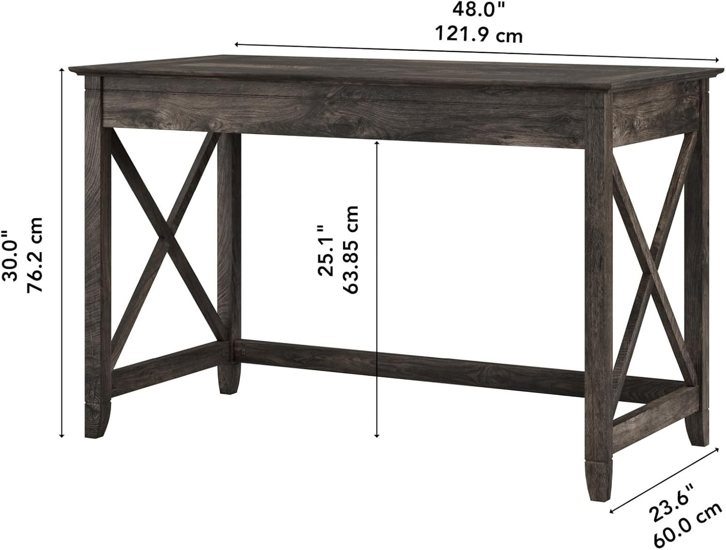 Bush Furniture Key West 48W Writing Desk in Dark Gray Hickory