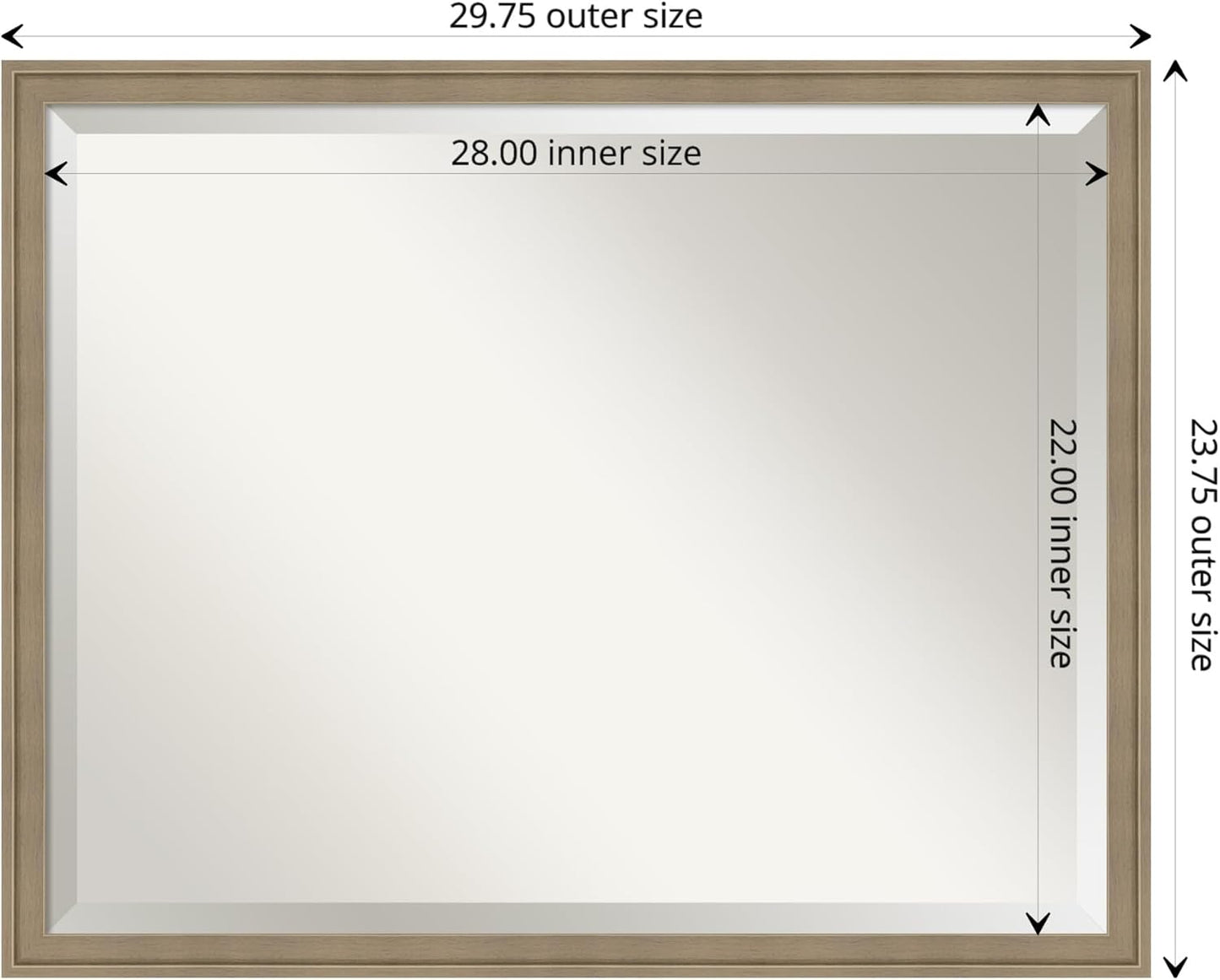 Amanti Art Brown Bathroom Mirror for Over Sink, 24x30 Florence Light Brown Rectangle Vanity Mirror, Large Casual Frame, Hangs Horizonally and Vertically, Bathroom Wall Decor, Beveled Edge from WI, USA