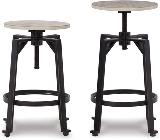 Signature Design by Ashley Karisslyn Urban Industrial Counter Height Barstool, 2 Count, Whitewash & Black
