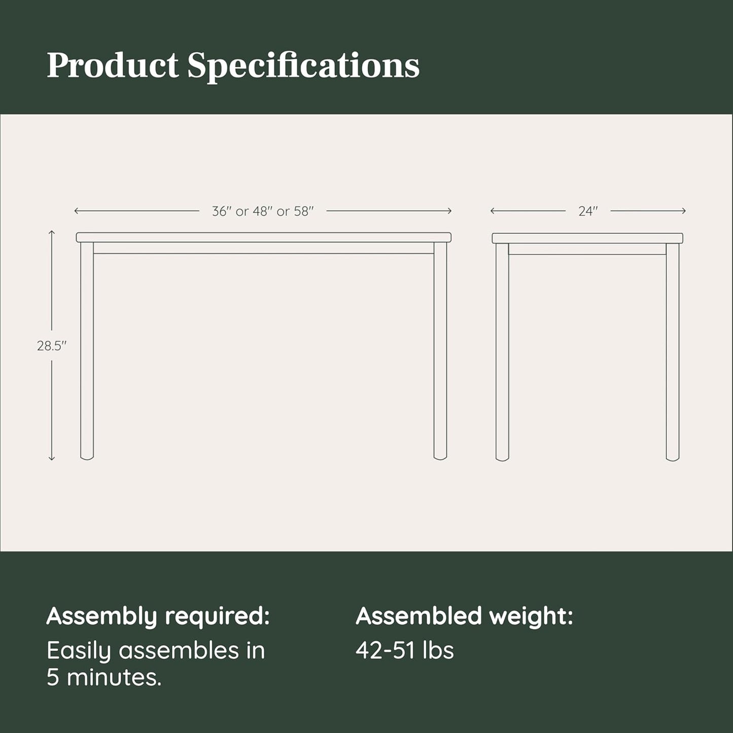 Branch Daily Desk - Functional at Home Office Desk with Effortless Assembly, Timeless Design, Rounded Corners, and Built-in Cable Notch - 58” W x 27” H x 24” D - Sage
