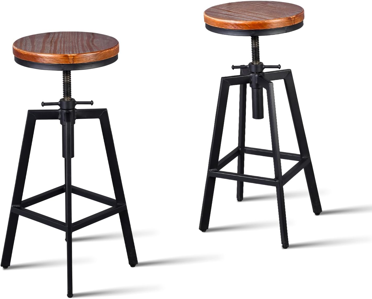 Set of 2 Industrial Vintage Kitchen Bar Stools Counter Height 25.6-31.5-inch Adjustable Stool for Pub,Kitchen,Home