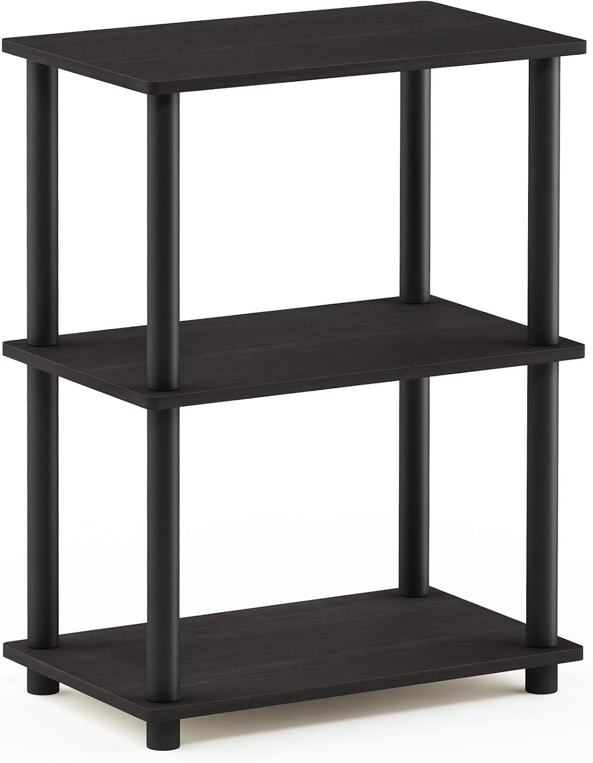 Furinno Turn-N-Tube No Tool 3-Tier Storage Shelf, Narrow, Espresso/Black