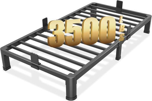 FUIOBYVV 6 Inch Twin Bed Frame with Round Corner Edge Legs 3500 lbs Metal Heavy Duty Steel Slats Support No Box Spring Needed Platform Noise Free Easy Assembly