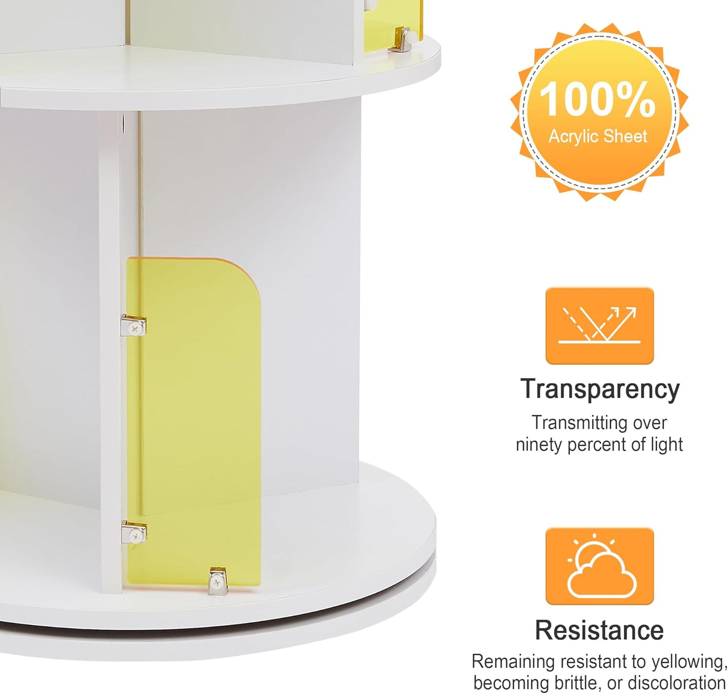 VECELO Rotating Bookshelf Tower, 360°Spinning Bookcase, Modern Tall Book Shelf Storage Display Rack Floor Standing, 4-Tier Swivel Storage Rack for Kids&Adults Solid Wood, White