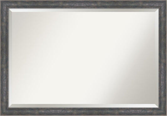 Amanti Art Grey Wall Mirror 27x39 Angled Metallic Rainbow Rectangle Bathroom Mirror for Wall Decor Living Room, Large Modern Contemporary Wood Frame, Hangs Horizonally and Vertically, Bathroom Decor