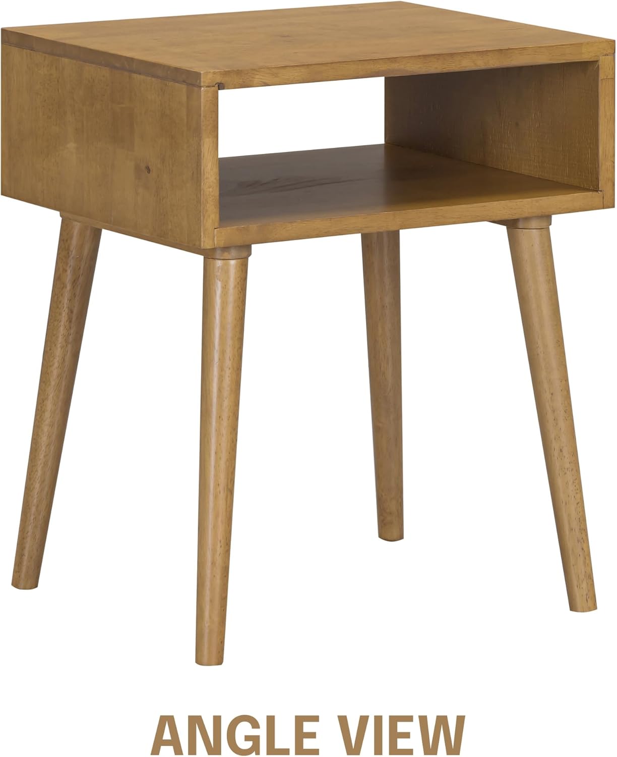 NTC Zoe Solid Wood Nightstand, Mid Century Modern Side Table Bedroom, Bedside Furniture, Night Stand, End Table, Easy Assembly - Teak Look