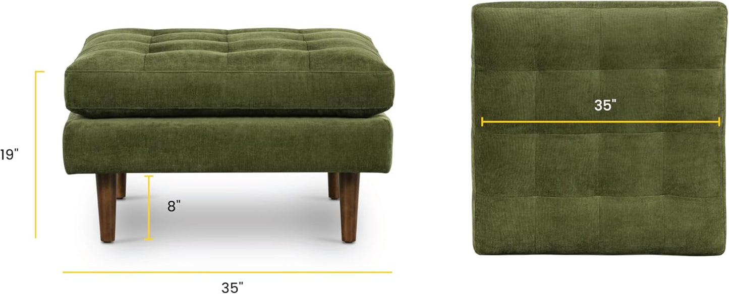 Poly and Bark Napa Velvet Ottoman in Distressed Green