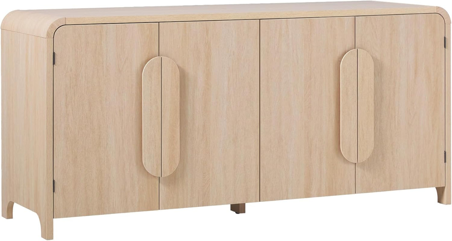 Walker Edison Chantelle Sideboard Buffet with Storage, 64", Coastal Oak