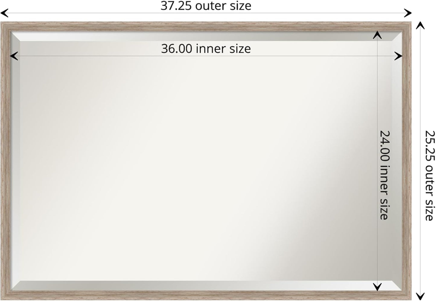 Amanti Art White Bathroom Mirror for Over Sink, 25x37 Hardwood Wedge White Wash Rectangle Vanity Mirror, Large Country Rustic Wood Frame, Hangs Horizonally and Vertically, Bathroom Wall Decor,