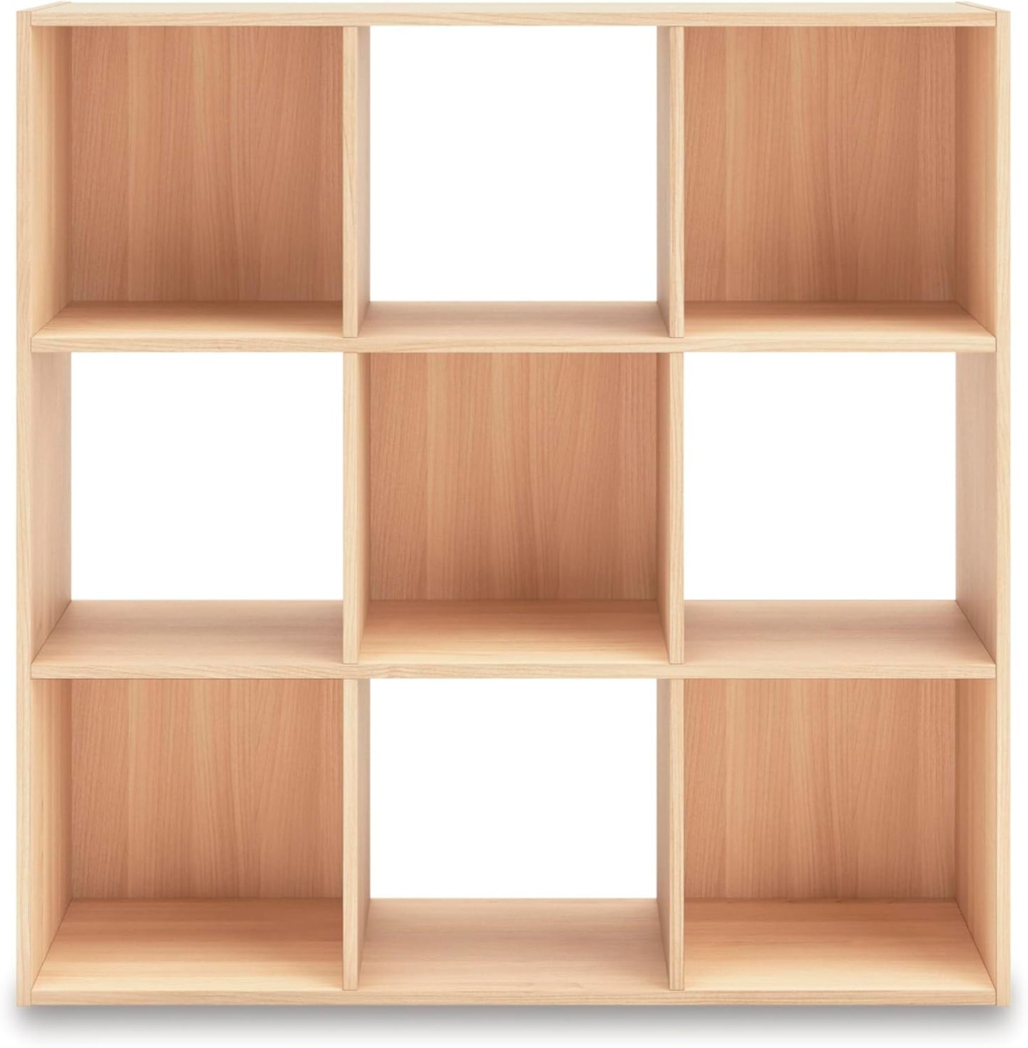 Signature Design by Ashley Piperton Contemporary 3-Tier Floor Standing 9 Cube Organizer for Living Room, Light Brown