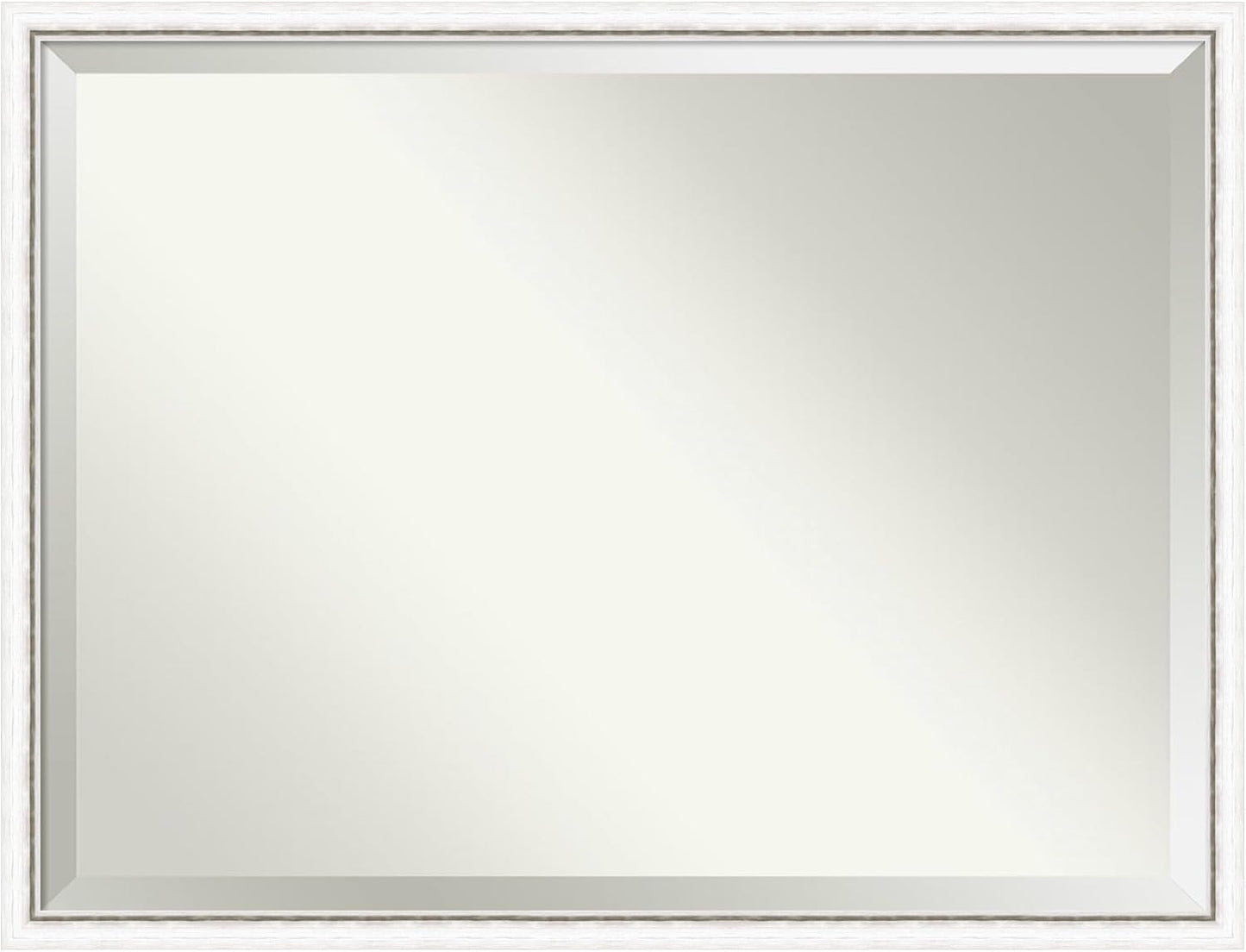 Amanti Art White Bathroom Mirror for Over Sink, 32x42 Morgan White Silver Rectangle Vanity Mirror, X-Large Modern Contemporary Wood Frame, Hangs Horizonally and Vertically, Bathroom Wall Decor from WI