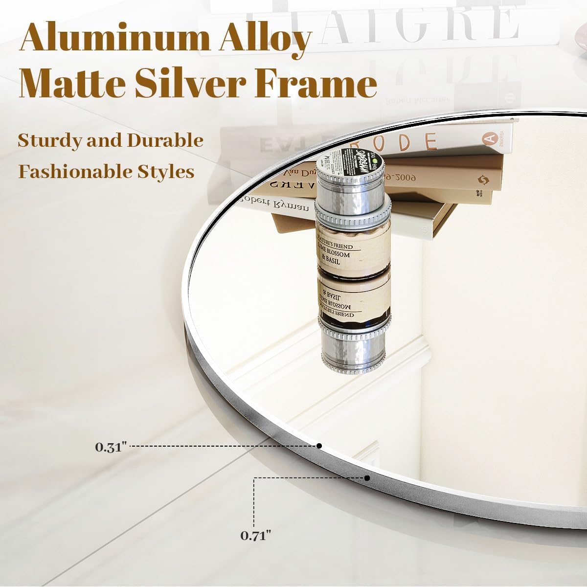 Black Round Bathroom Mirror, 42 inch Large Circle Wall Mounted Hanging Mirror with Simple Modern Circular Metal Frame for Hallway, Entryway, Living Room, Silver Frame