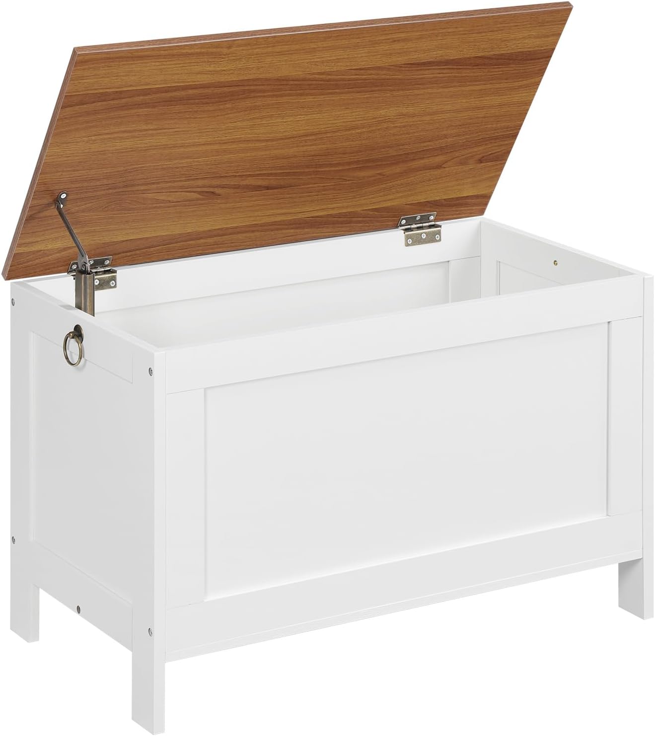 HOOBRO Toy Box, Retro Wooden Look Storage Chest with Safety Hinge, Entryway Storage Bench Supports 220 lb, 29.9 x 15.7 x 18.9 Inches Toy Chest Organizer, Easy Assembly (White and Walnut) WH75CW01G1