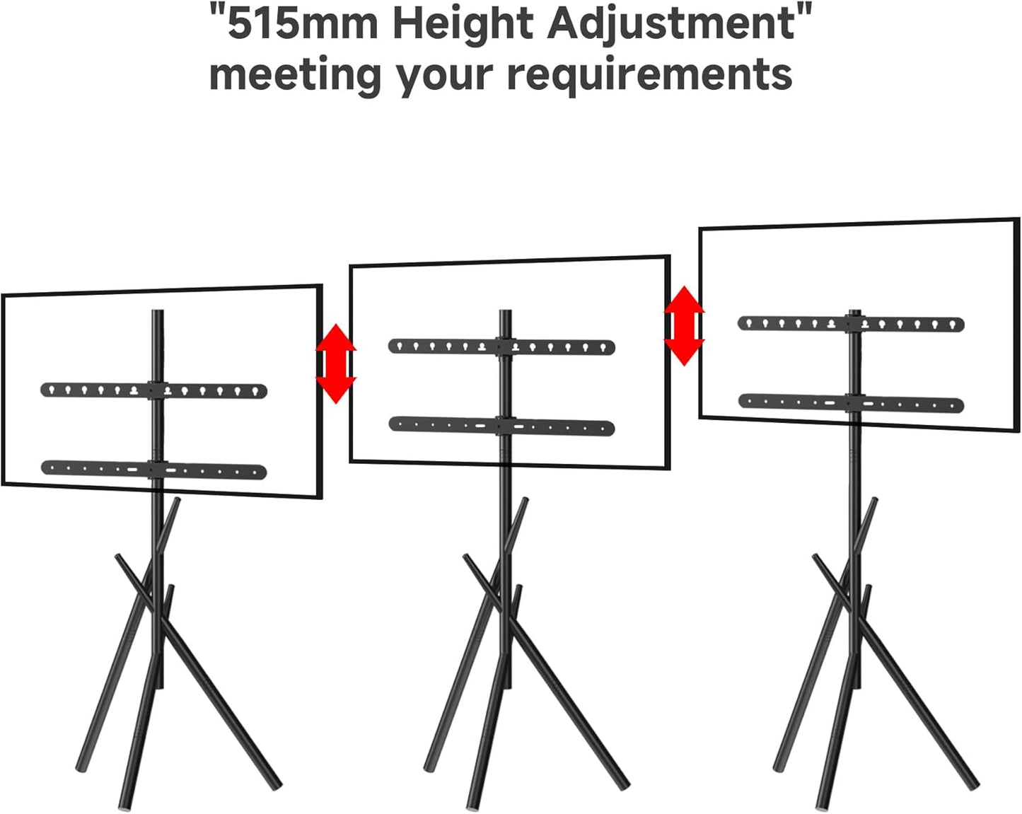 Easel Art TV cart for 43-90 inch TVs Triangular 3-Leg TV Cart with Height Adjustable 60KG Capacity Portable Floor cart for Living Room LS600B
