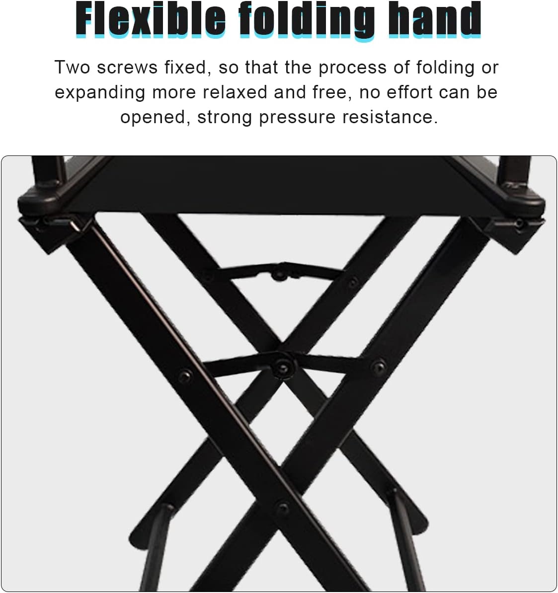 Lorvain Folable Makeup Artist Stool, Portable Tall Folding Director's Chair, Aluminum Makeup Chair with Head Rest for Studio Salon Vanity, Bar Height - Black