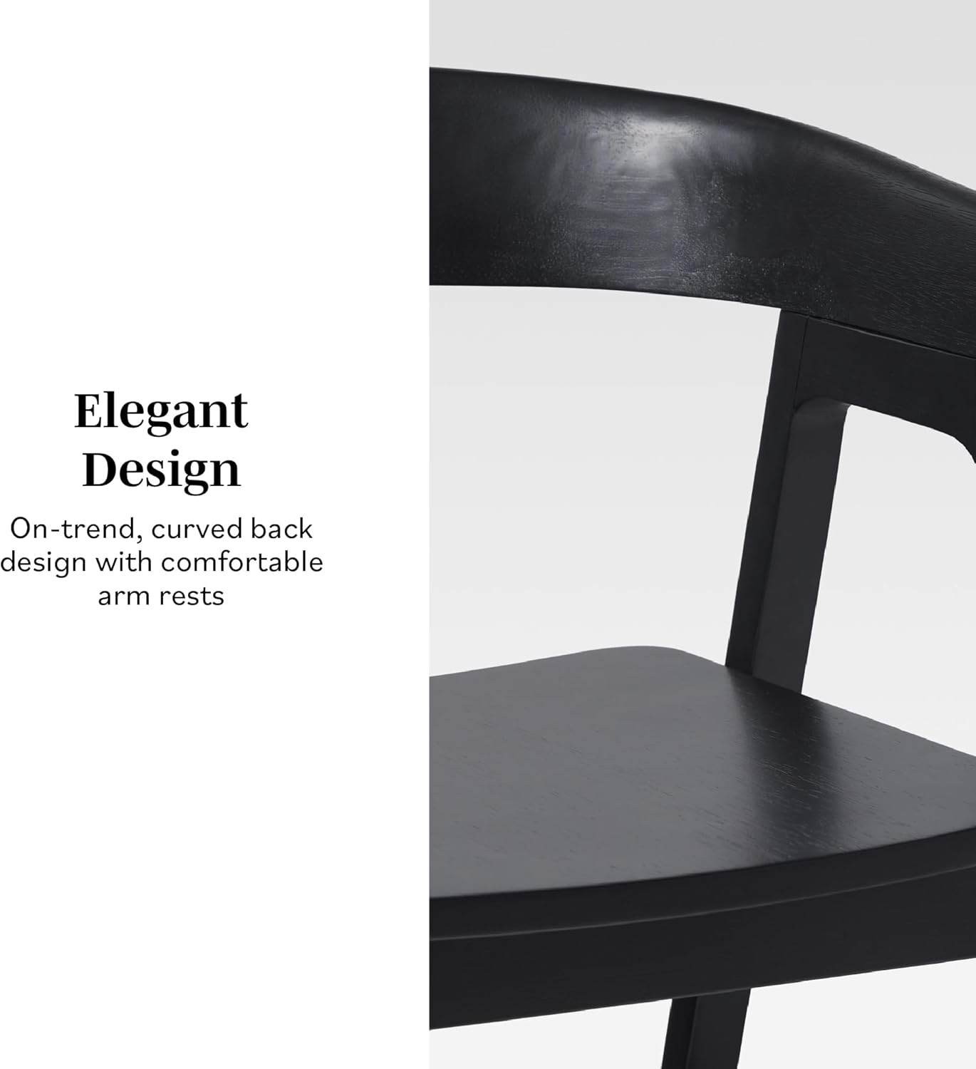 Walker Edison Ezra Modern Solid Wood Rounded Back Dining Chair - Black (Set of 2)