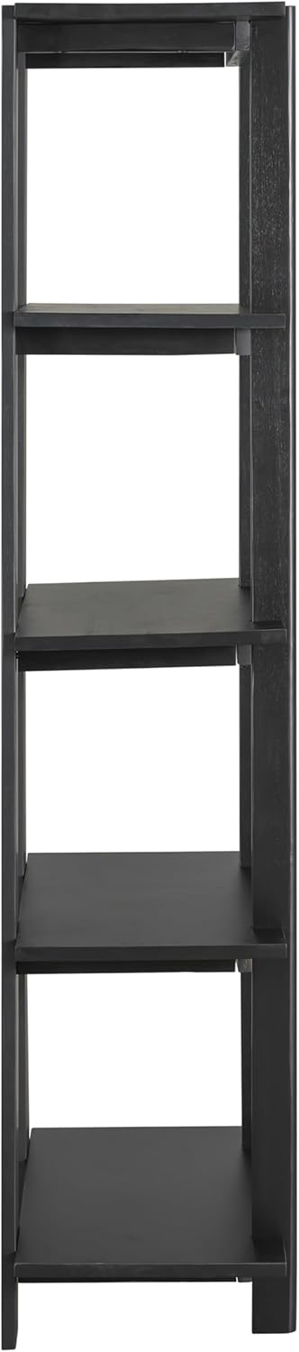 Merax 4 Shelf Narrow Bookcase H-70 L-33 Acacia Wood Open Bookshelf, Contemporary Farmhouse Style Display Storage Shelf for Home Office Studio, Ebonized Finish